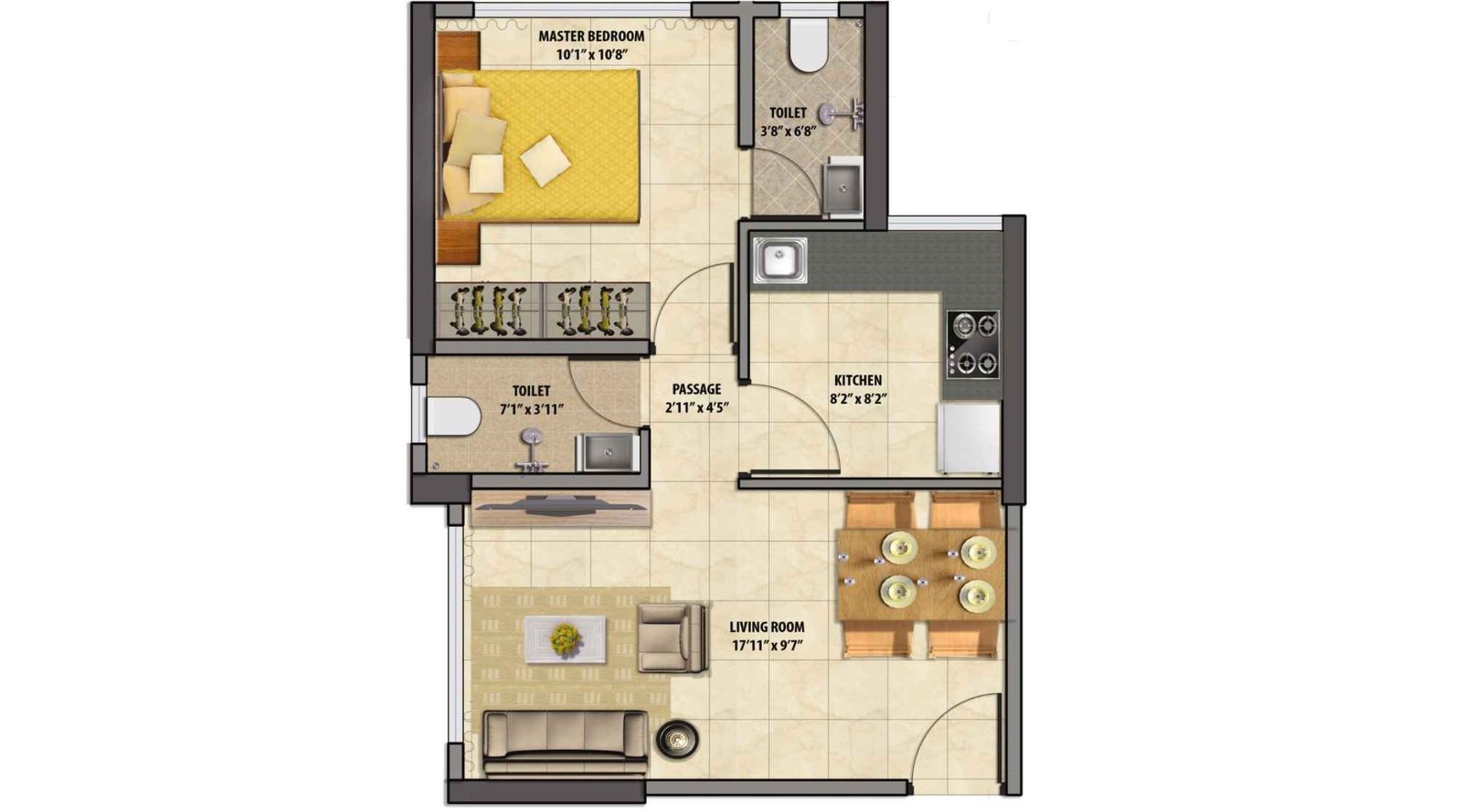 Shreeji-Serenity-Floor-plan-1BHK-Wing-A-443-sqft