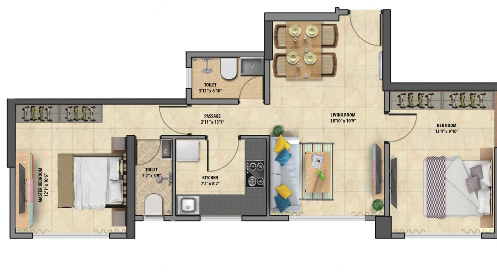 Shreeji-Serenity-Floor-plan-2BHK-Wing-B-657-Sqft